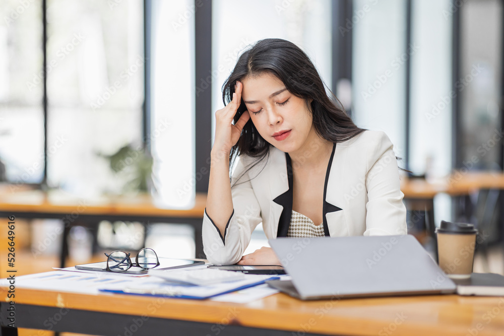 business, people, Asian women paperwork and deadline concept - stressed businessman with papers and charts sitting at table in workplace office business, people, Asian women paperwork and deadline concept - stressed businessman with papers and charts sitting at table in workplace office