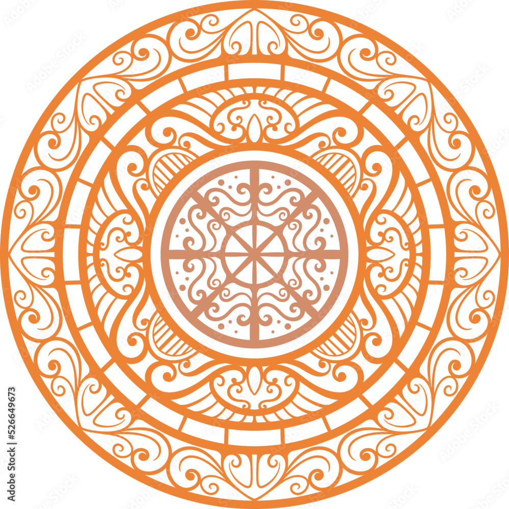 carved classic style circle ornament design, editable color
