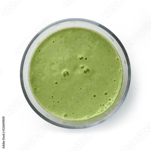 Green smoothie  isolated on white, detox drink with various grains and seeds, vegetarian food, healthy food