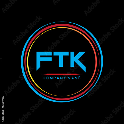 F T K.FTK Simple Logo For Company,FTK T-shirt Logo Design,FTK Letter Logo Design On Black Background,FTK Creative  Letter Logo Design,FTK Letter Logo Design Monogram Icon Vector photo