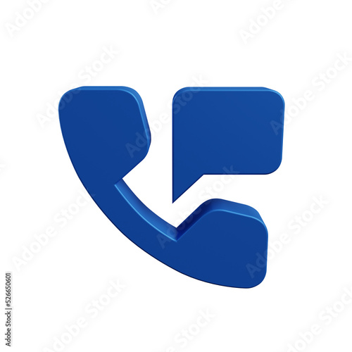 The call center icon and bubble talk are isolated. 3D illustration rendering.