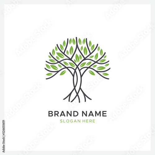 golden tree logo design template