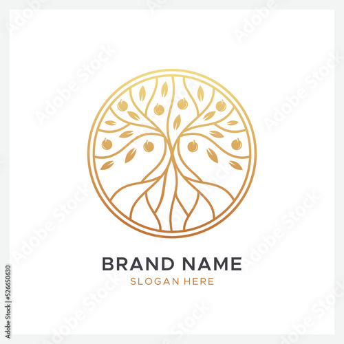 golden tree logo design template