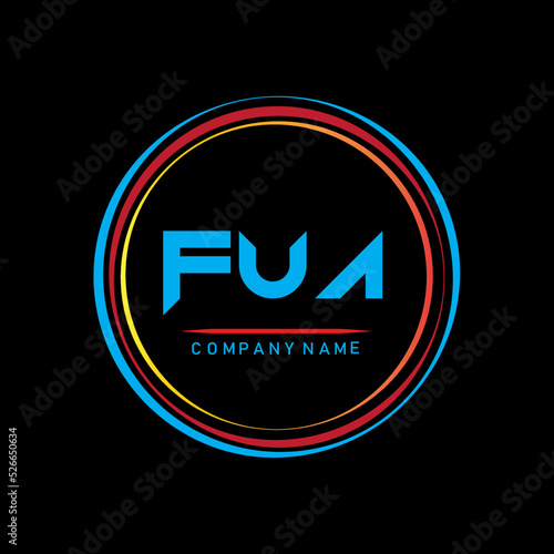 F U A.FUA Simple Logo For Company,FUA T-shirt Logo Design,FUA Letter Logo Design On Black Background,FUA Creative  Letter Logo Design,FUA Letter Logo Design Monogram Icon Vector photo