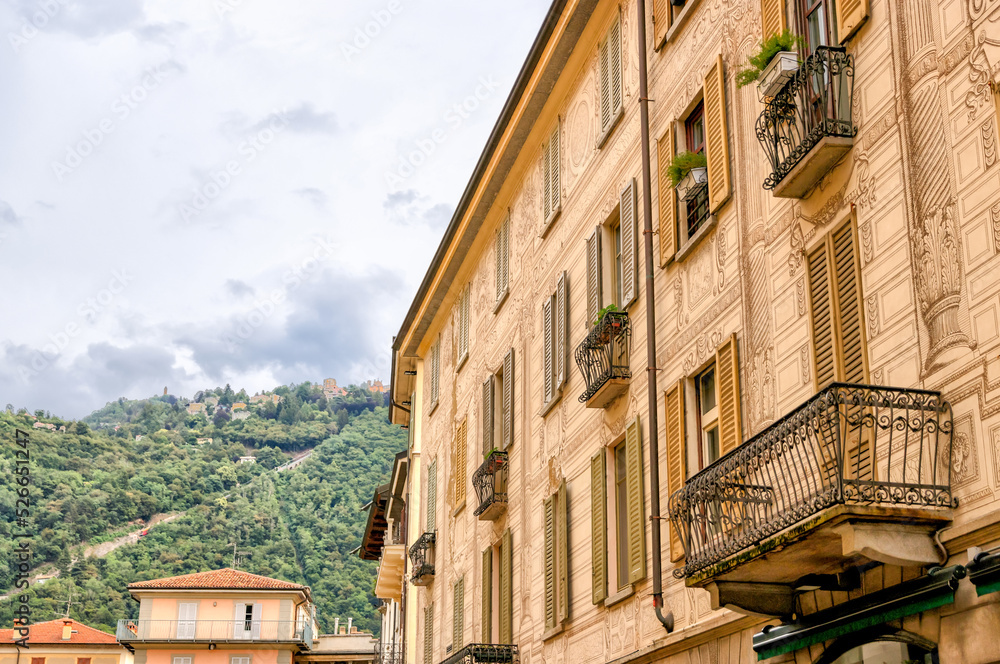 Lake Como, Italy - July 4, 2022: Idyllic scenery on the streets and pathways around Lake Como, Italy
