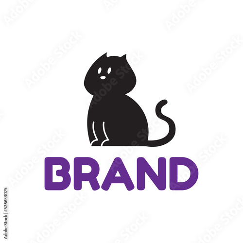 Fototapeta Naklejka Na Ścianę i Meble -  Black Cat - Vector Minimalist Logo