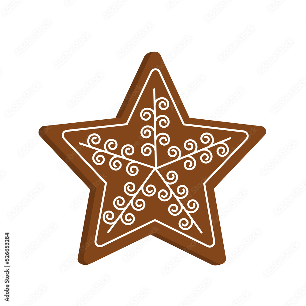 Gingerbread star cookie isolated on white background Gingerbread star cookie isolated on white background