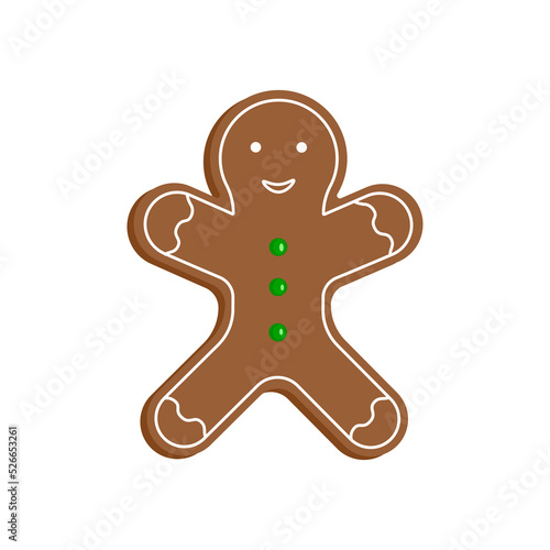 Gingerbread man cookie isolated on white background