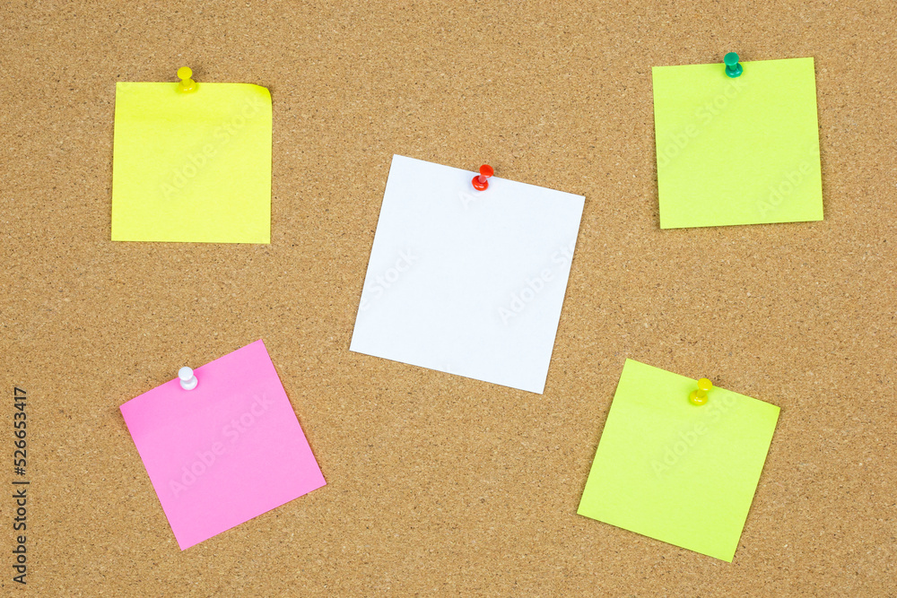 paper note pin on cork board. Blank notes for add text message. paper note pin on cork board. Blank notes for add text message.