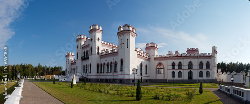 BREST, BELARUS - AUGUST 14, 2022: Palace of Puslovskys in Kossovo, an architectural monument of the 19th century photo