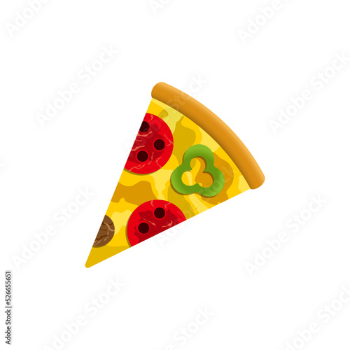 Pizza colored cartoon fast food vector icon