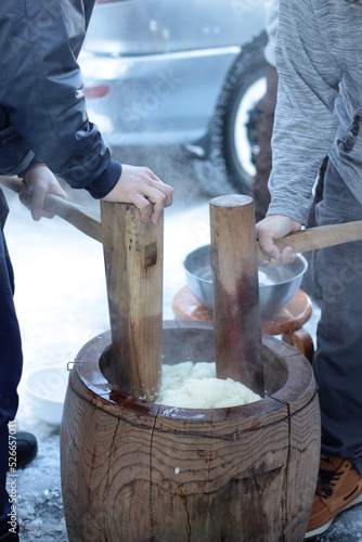 正月の餅つき