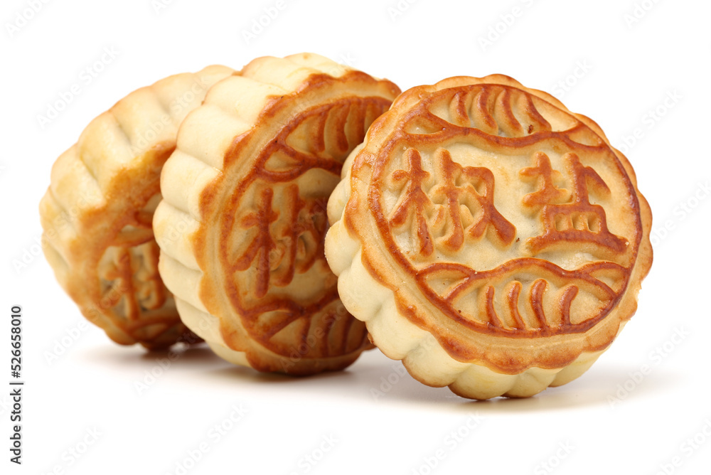 Mid-Autumn Festival moon cake on white background(Non-English texts translation :salt and pepper) Mid-Autumn Festival moon cake on white background(Non-English texts translation :salt and pepper)