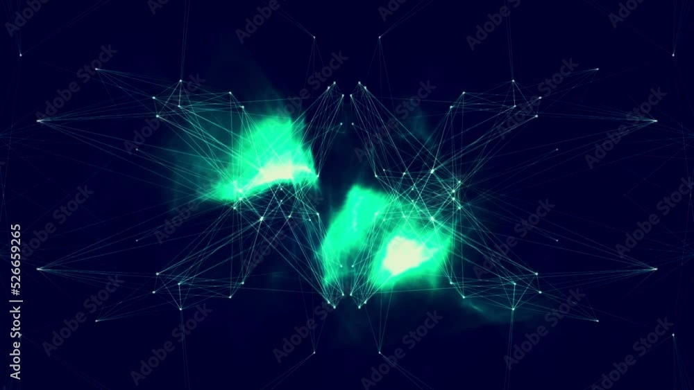 Animation of connecting dots forming sphere with green light on digital interface Animation of connecting dots forming sphere with green light on digital interface