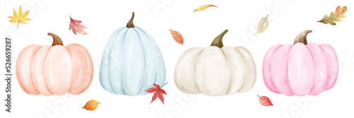 Fotografia, Obraz Draw banner pastel pumpkin for fall Autumn harvest