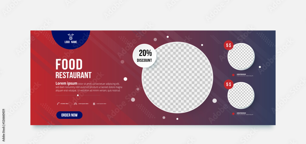 Naklejka premium Food restaurant discount banner template.