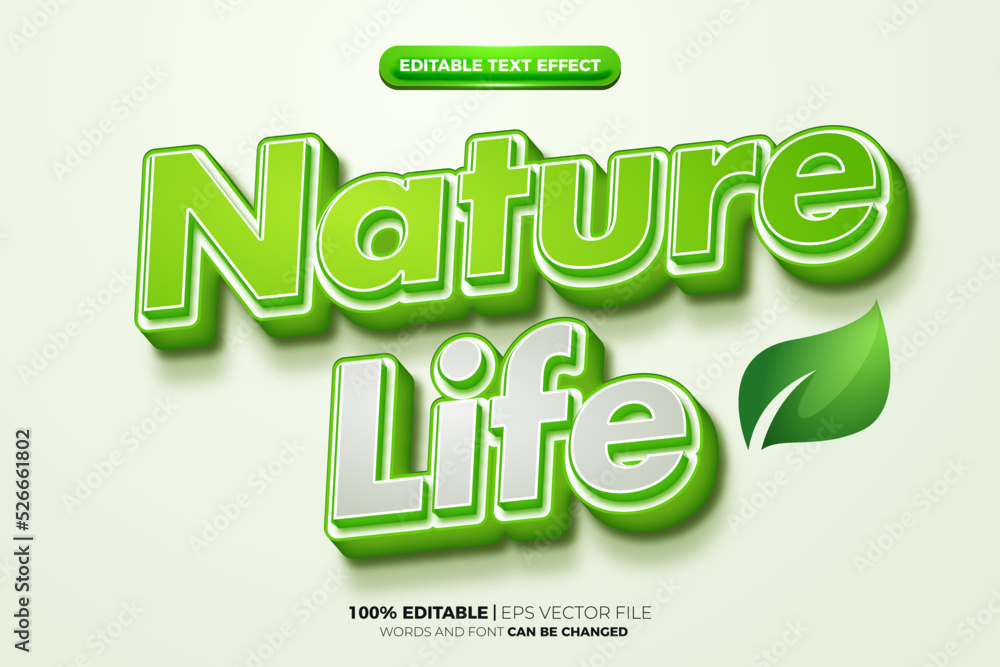 nature life green leaf bold nature editable text effect nature life green leaf bold nature editable text effect