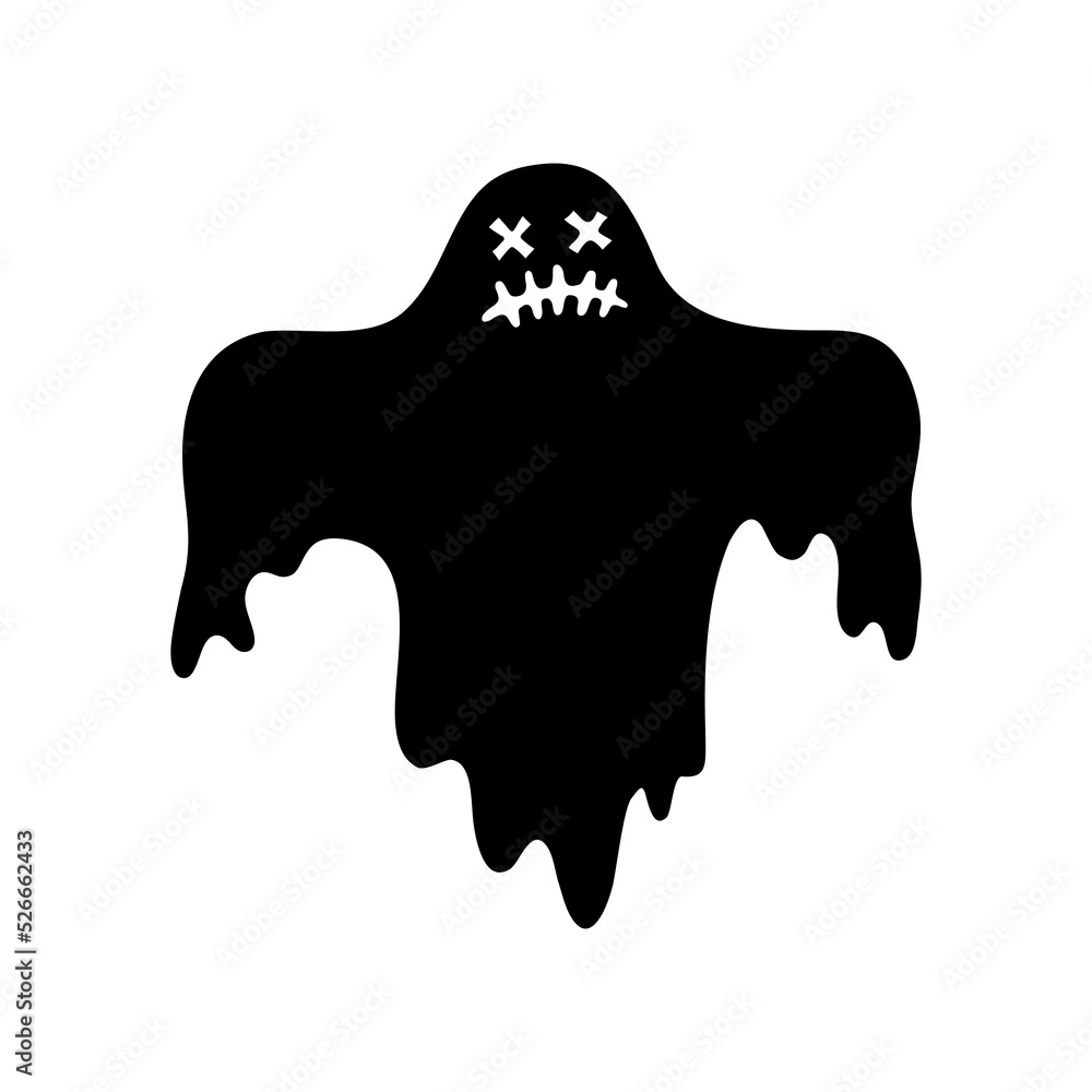 Cartoon silhouette of a ghost. Vector illustration of Halloween, design element. Cartoon silhouette of a ghost. Vector illustration of Halloween, design element.
