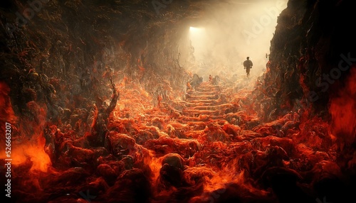 Fotografie, Tablou illustration of a descent into hell
