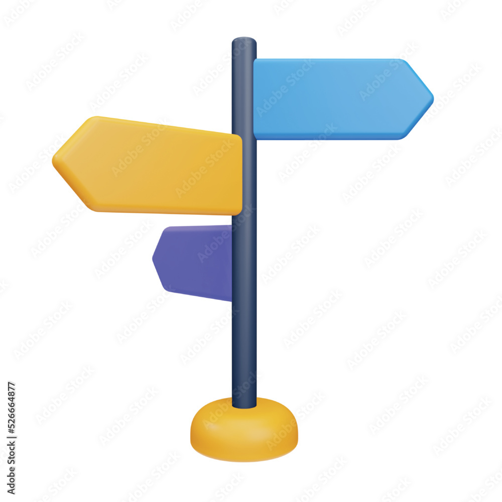 Direction board 3d rendering isometric icon. Direction board 3d rendering isometric icon.