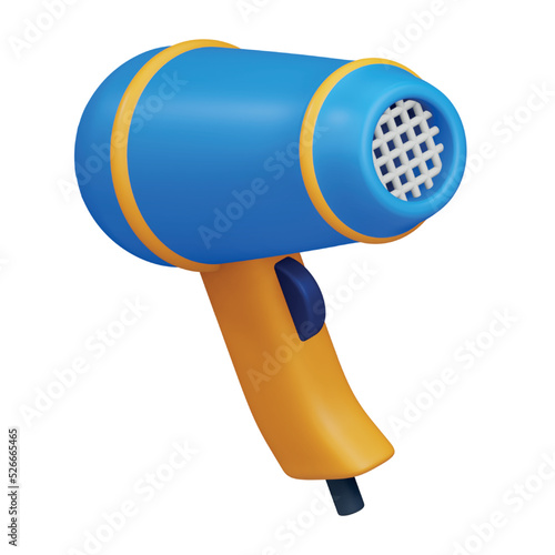 Hair dryer 3d rendering isometric icon.