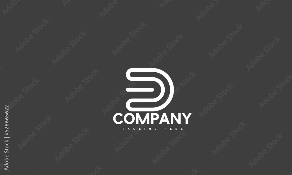 minimal digital letter D logo template