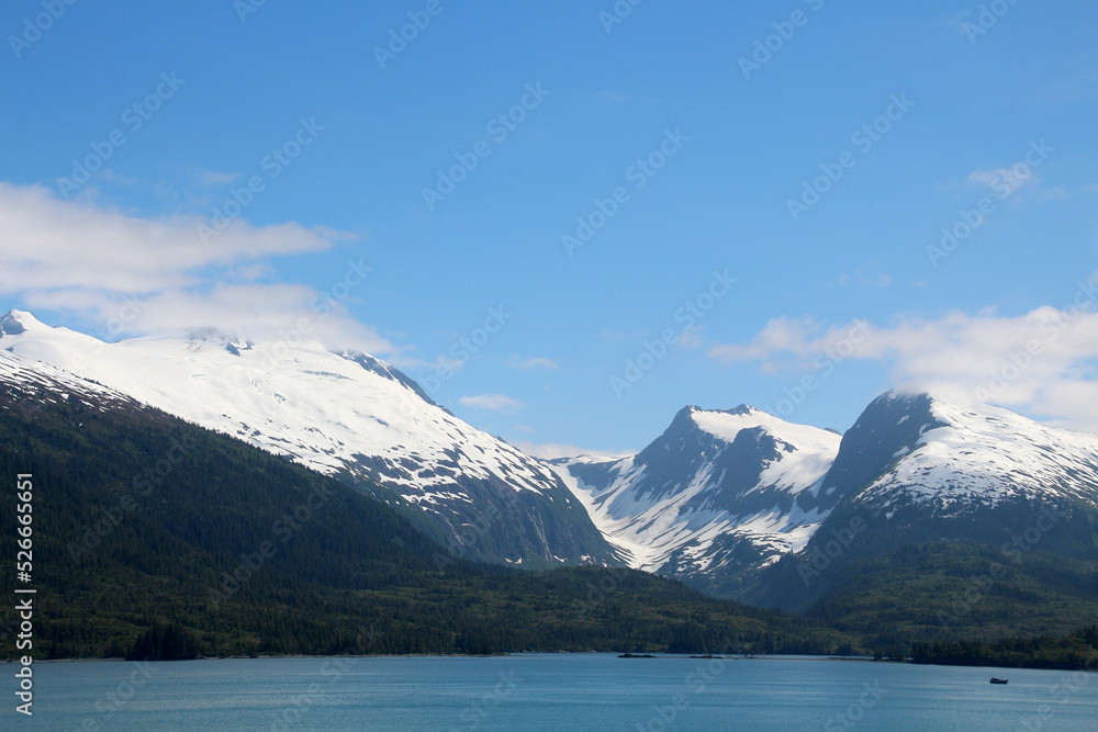 Mountain coastal landscape in Prince William Sound, Alaska  