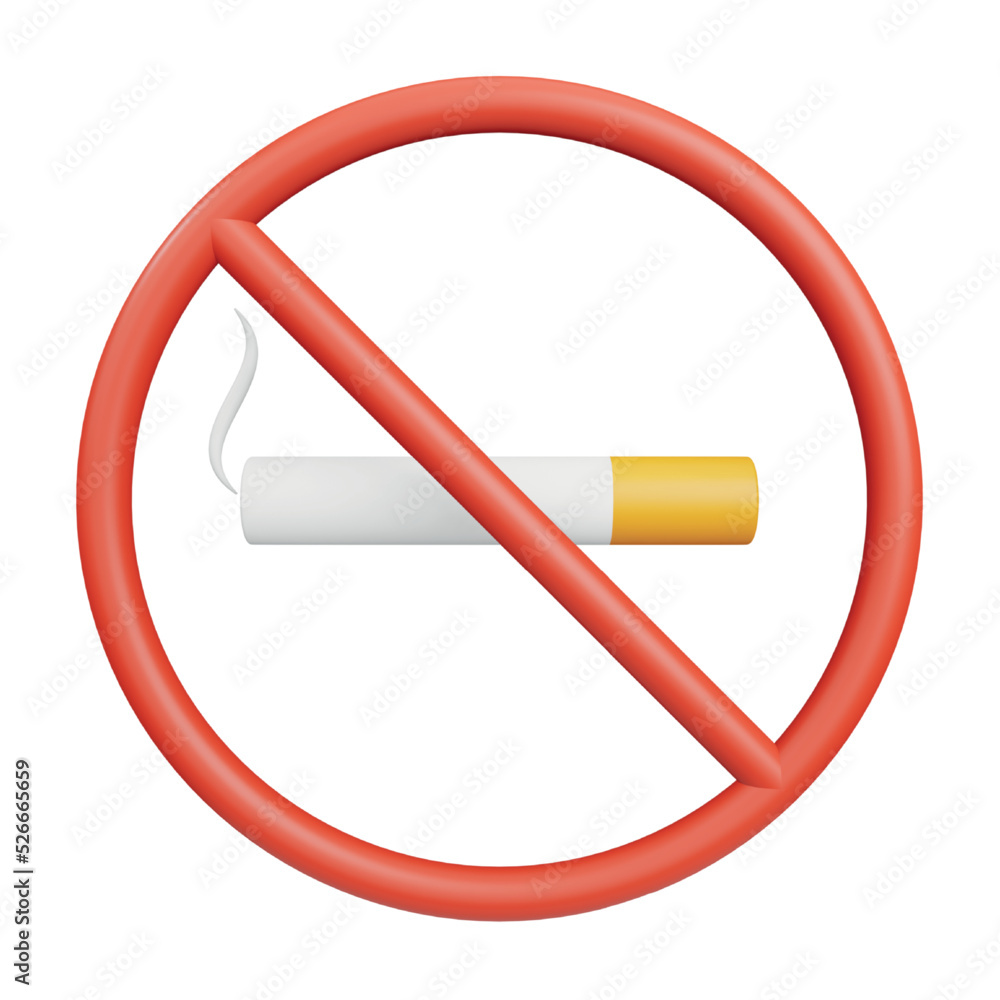 No smoking 3d rendering isometric icon. No smoking 3d rendering isometric icon.