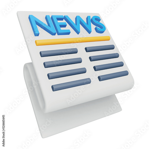 Newspaper 3d rendering isometric icon.