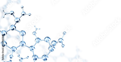 Canvas Print Horizontal banner with model of abstract molecular structure