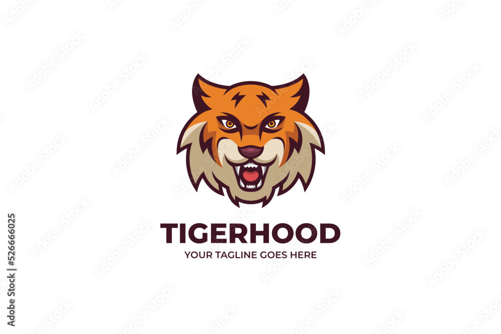 Tiger Head Cartoon Illustration Logo Template Tiger Head Cartoon Illustration Logo Template