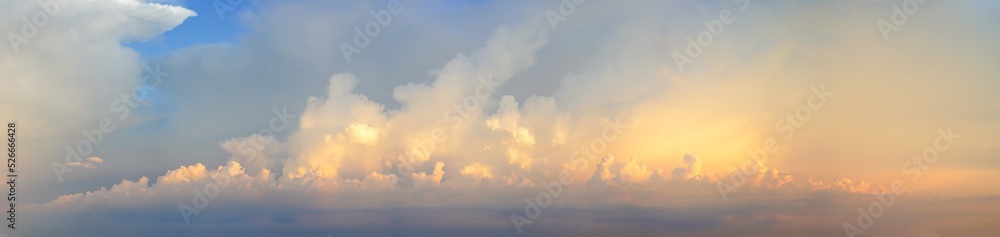 Panorama of Dramatic vibrant color with cloud of sunrise