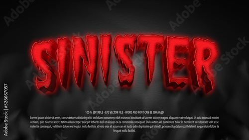Sinister 3d editable text effect template