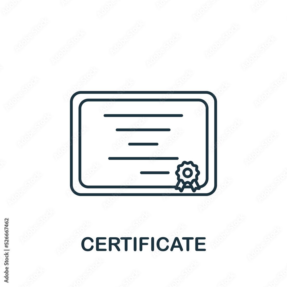 Certificate icon. Line simple Success icon for templates, web design and infographics Certificate icon. Line simple Success icon for templates, web design and infographics