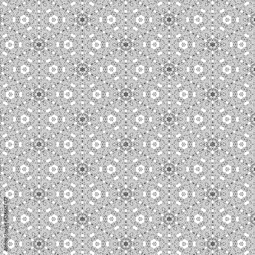 Complex ornament pattern, black and white vector design template.