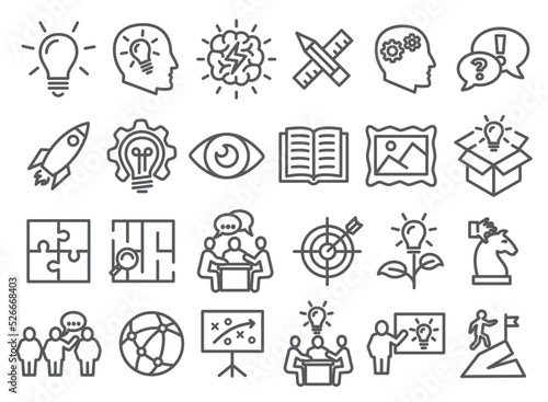 Creative line icons set on white background