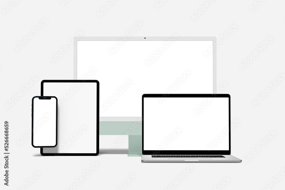 isolated blank digital device mockup. 3d render isolated blank digital device mockup. 3d render