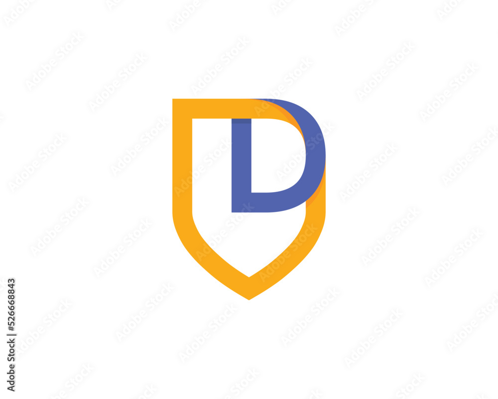 Initial Letter D Shield Logo Concept sign icon symbol Design Element Line Art Style. Security, Heraldic, Guard Logotype. Vector illustration template Initial Letter D Shield Logo Concept sign icon symbol Design Element Line Art Style. Security, Heraldic, Guard Logotype. Vector illustration template