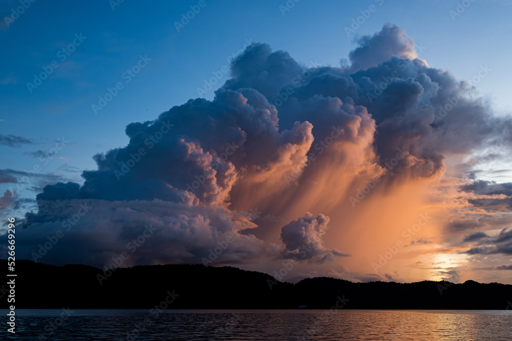 Sunset in Palau. Clouds developing.
