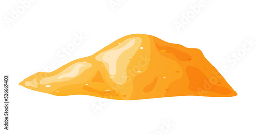 Sand pile, heap, sandy dune isolated on white background. Decorative design element of manufacturing material. Cartoon vector illustration