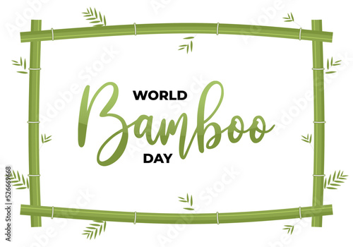 World bamboo day background banner poster with green bamboo on september 18 th.