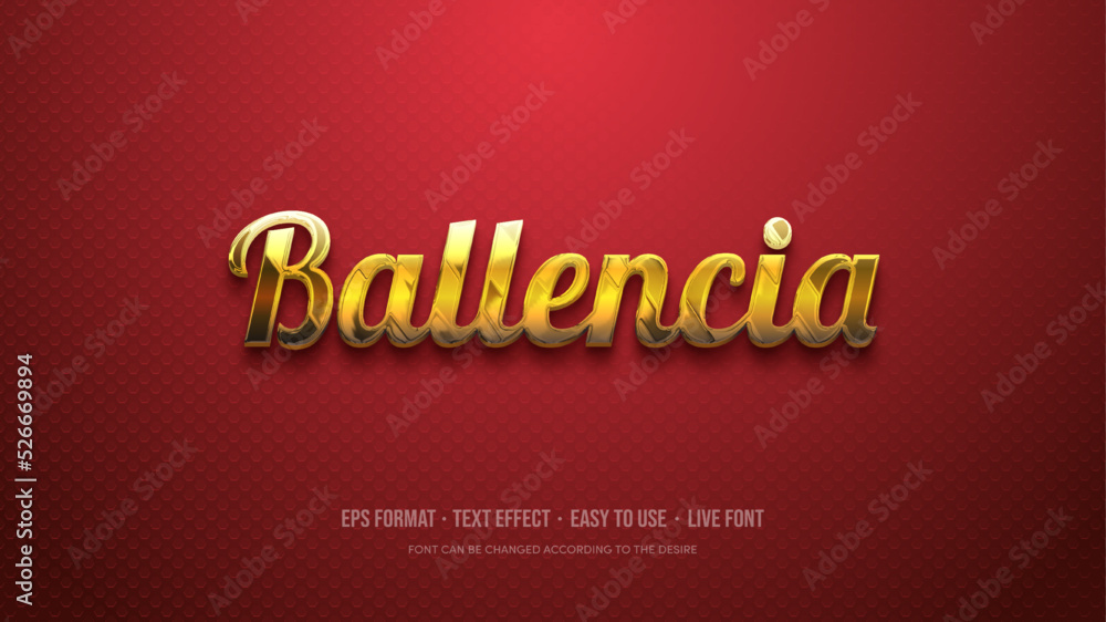 Golden text effect, editable text on red background.