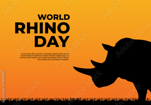 World rhino day background banner poster with rhino head in the afternoon on september 22.