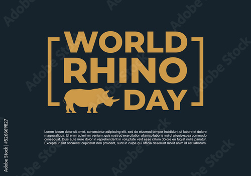 World rhino day background banner poster with rhino on navy color on september 22.