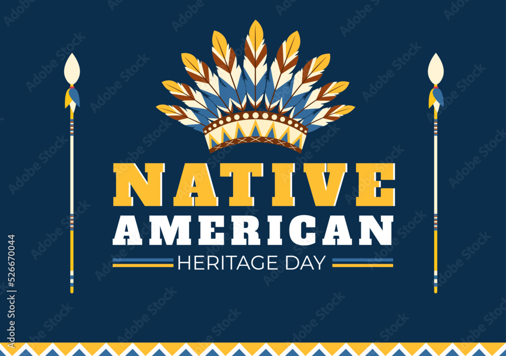 Native American Heritage Day Template Hand Drawn Cartoon Flat Illustration to Recognize the