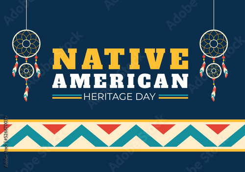 Native American Heritage Day Template Hand Drawn Cartoon Flat Illustration to Recognize the Achievements and Contributions of Tribal Indian Culture