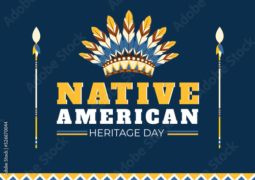 Native American Heritage Day Template Hand Drawn Cartoon Flat Illustration to Recognize the Achievements and Contributions of Tribal Indian Culture