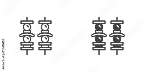 BBQ brochette icon, line and glyph version