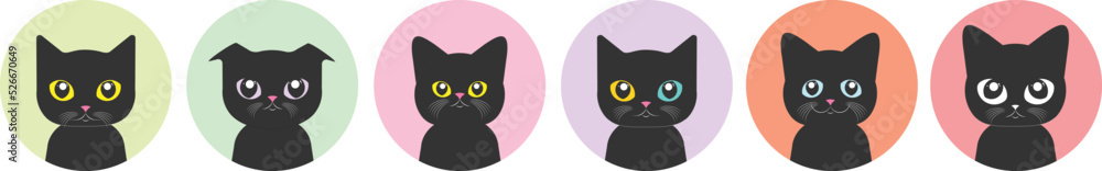 cute cat profile picture social media and sticker vector illustration editable wallpaper set