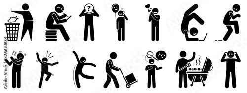 Man icon collection . people action pictogram set. flat vector illustration 